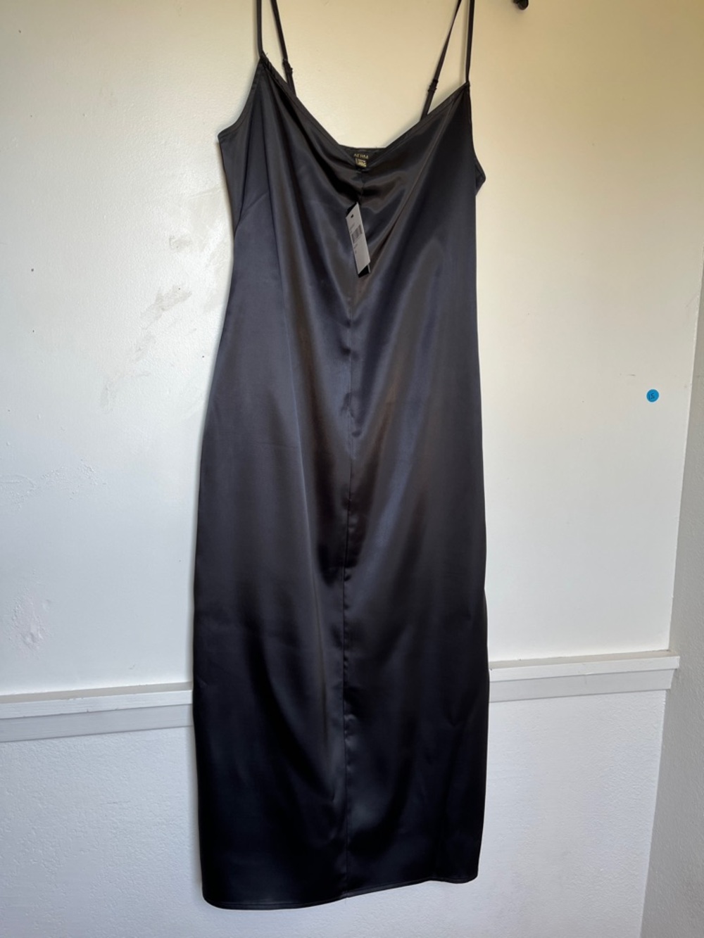 AFRM Sleek Black Satin Slip Dress